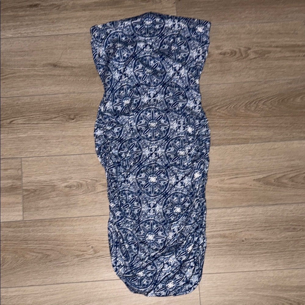 Fashion Nova Navy and White Boho Dress